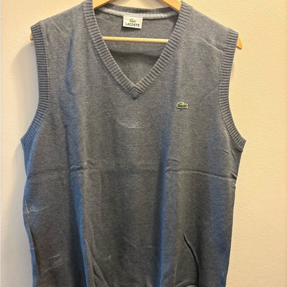 Lacoste Gray V-Neck Sweater